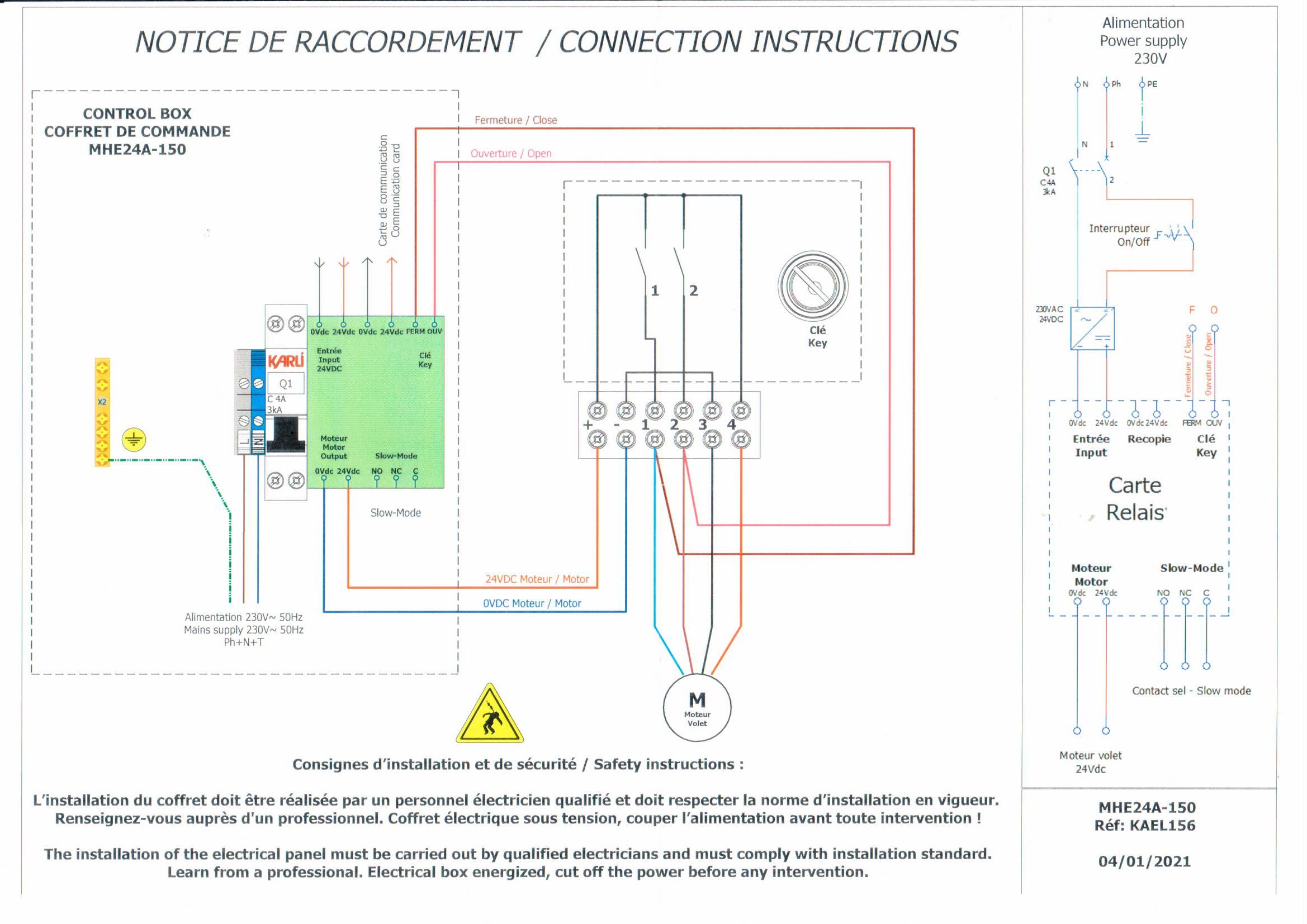 Coffret électrique à alimentation 220V/ 24V MHE24A150 avec slow mode — free download